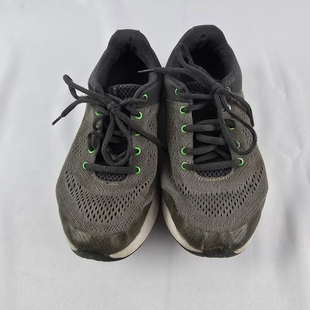 Under Armour Micro G Pursuit Running Shoes‎ Kids 4Y Gray Lime Green Lightweight